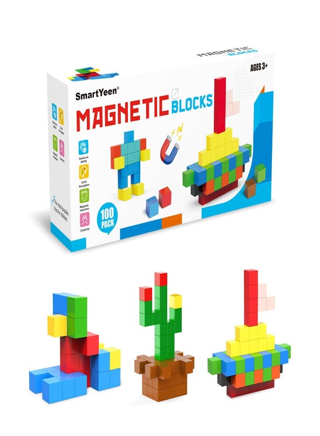 SmartYeen 100PCS Magnetic Blocks,Magnetic Building Blocks for Toddlers Sensory & STEM Montessori Toys,Ideal Gifts for Boys Girls 3-8 Years Old - Image 3